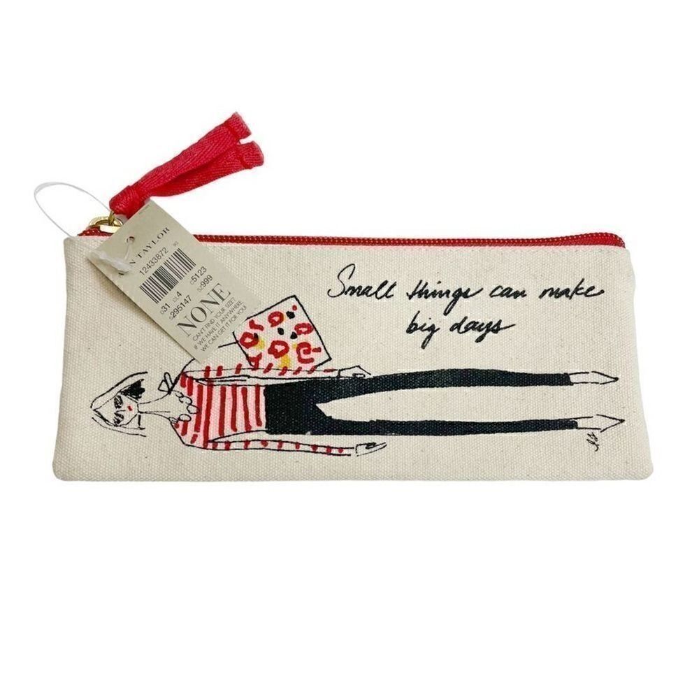 ANN Taylor NWT ‘Small Things Can Make Big Days’ Zippered Make Up Bag Pouch Case